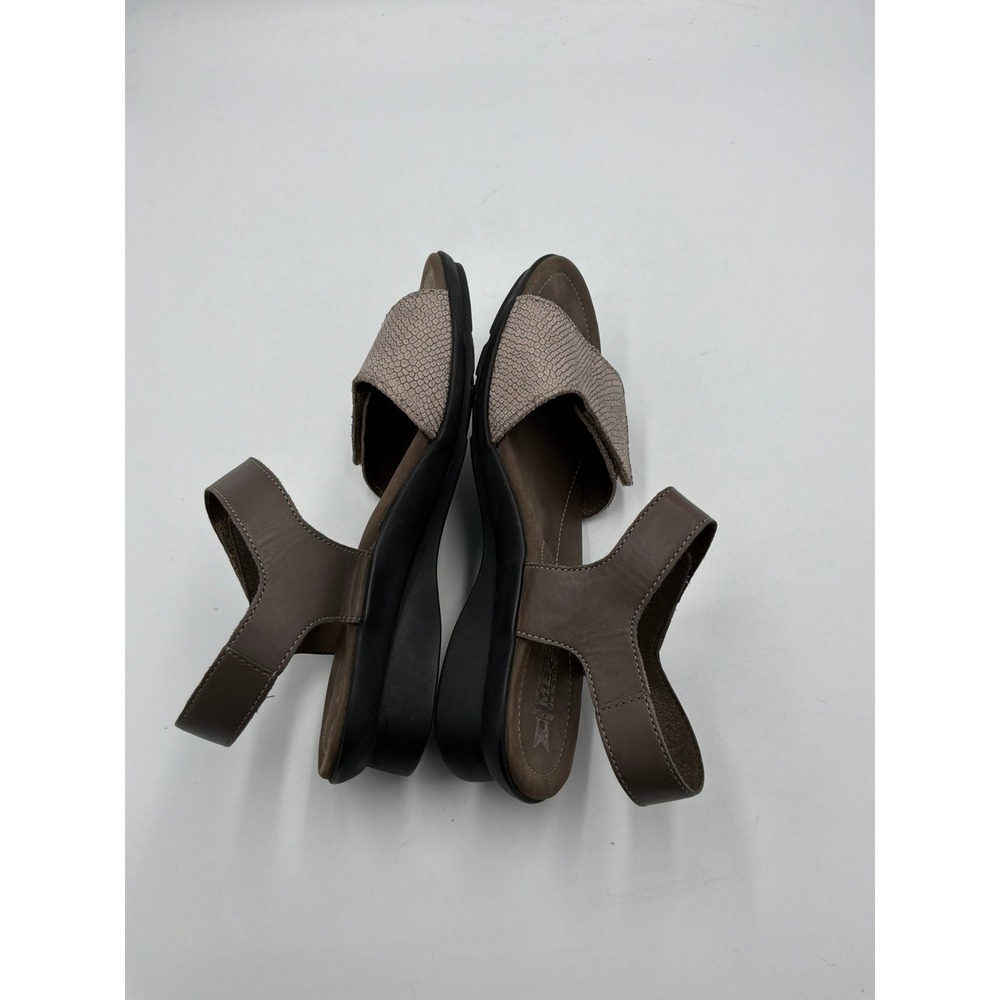 Mephisto Wedge Sandals Womens 37 Brown Snake Print Leather Comfort Strap - Picture 7 of 9